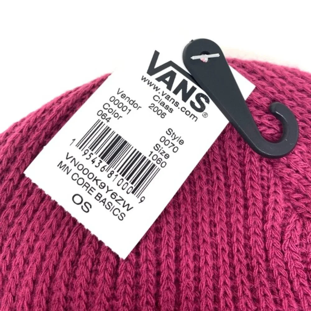 VANS Core Basics Beanie Raspberry Radiance Knit Unisex Cuffed Cap VN000K9Y6ZW